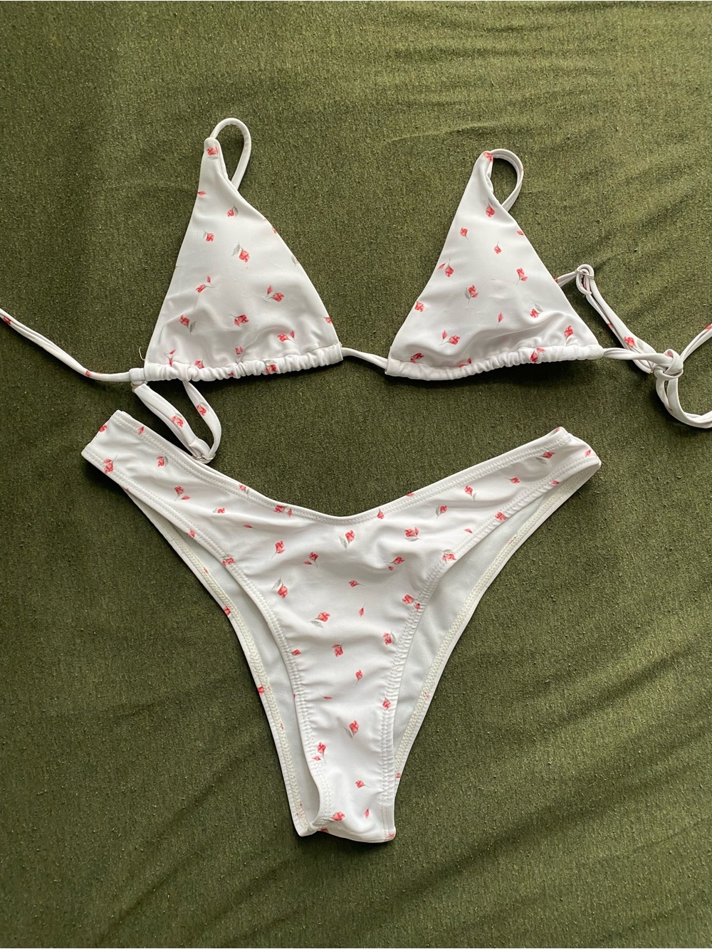 Romantic Rustic Cottagecore Floral White Haute Swimwear Bikini Set